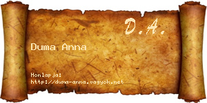 Duma Anna névjegykártya