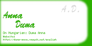 anna duma business card